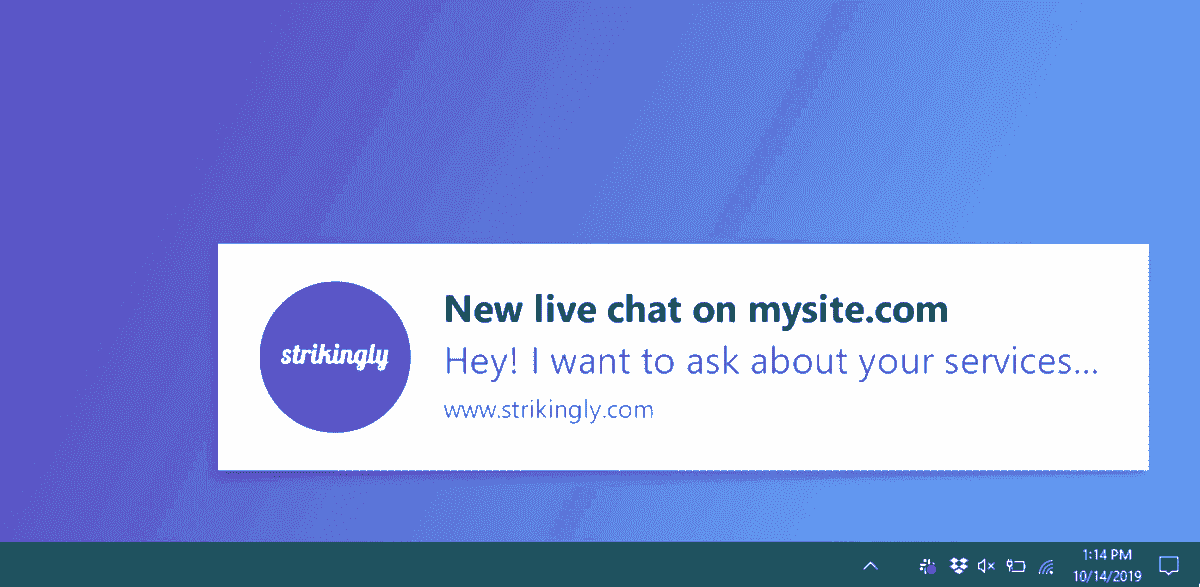 Notificación de la Función de Live Chat de Strikingly