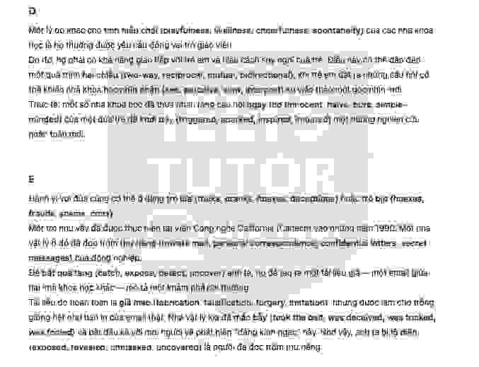 Playing with science Answers with location - Đề thi thật IELTS READING