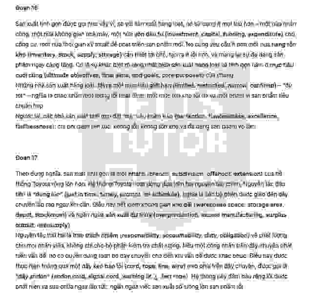 🔥Lean Production Innovation – in manufacturing systems Answers with location - Đề luyện IELTS READING- Làm bài online format computer-based, kèm đáp án, dịch & giải thích từ vựng - cấu trúc ngữ pháp khó