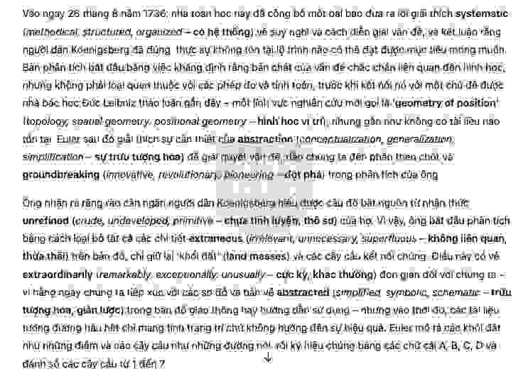 🔥THE SEVEN BRIDGES OF KOENIGSBERG Answers with location - Đề thi thật IELTS READING- Làm bài online format computer-based, kèm đáp án, dịch & giải thích từ vựng - cấu trúc ngữ pháp khó