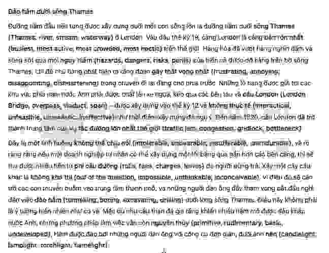 Tunnelling under the Thames Answers with location - Đề thi thật IELTS READING