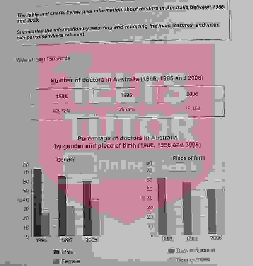 The table and charts below give information about doctors in Australia between 1986 and 2006