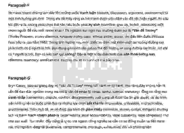 The Ethics of Driverless CarsAnswers with location - Đề luyện IELTS READING