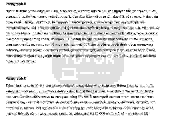 The Ethics of Driverless CarsAnswers with location - Đề luyện IELTS READING