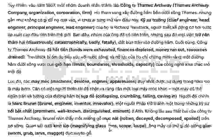 Tunnelling under the Thames Answers with location - Đề thi thật IELTS READING