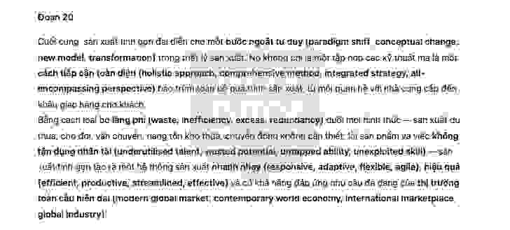🔥Lean Production Innovation – in manufacturing systems Answers with location - Đề luyện IELTS READING- Làm bài online format computer-based, kèm đáp án, dịch & giải thích từ vựng - cấu trúc ngữ pháp khó