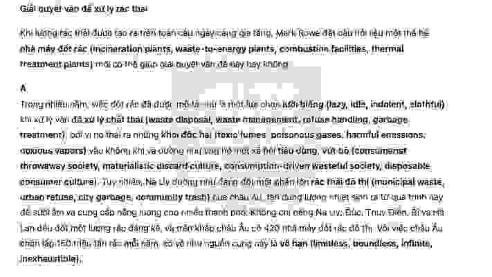 🔥Solving the problem of waste disposal  - Đề thi thật IELTS READING - Làm bài online format computer-based, kèm đáp án, dịch & giải thích từ vựng - cấu trúc ngữ pháp khó                                                      