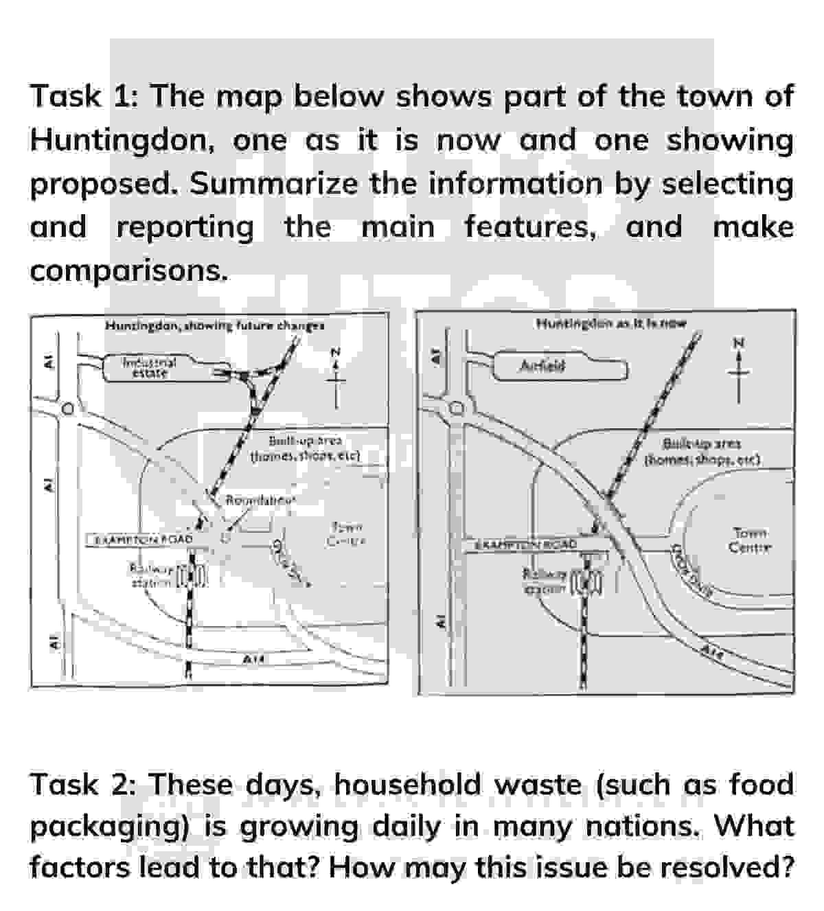 12. The maps below show Huntingdon as it is now, and how it will change in the future