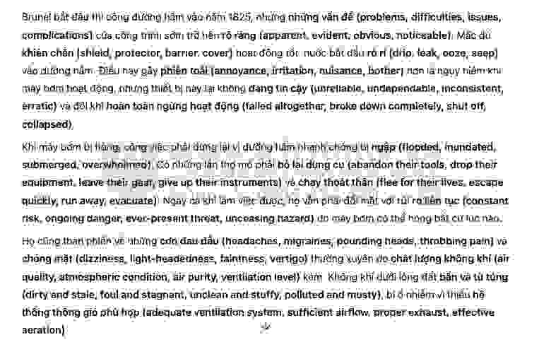 Tunnelling under the Thames Answers with location - Đề thi thật IELTS READING