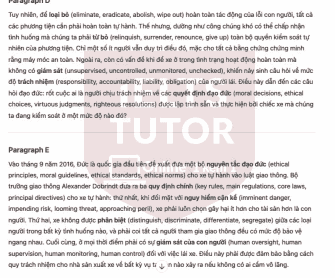 The Ethics of Driverless CarsAnswers with location - Đề luyện IELTS READING