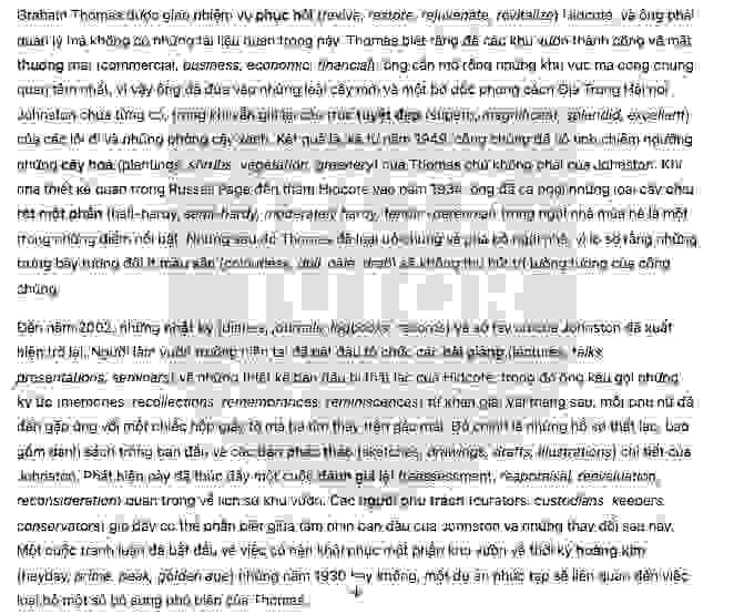 🔥Lawrence Johnston and Hidcote Garden - Đề thi thật IELTS READING - Làm bài online format computer-based, kèm đáp án, dịch & giải thích từ vựng - cấu trúc ngữ pháp khó                                                              