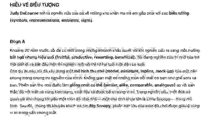 Understanding symbols Answers with location - Đề luyện IELTS READING