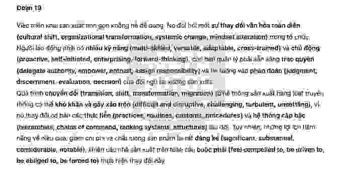 🔥Lean Production Innovation – in manufacturing systems Answers with location - Đề luyện IELTS READING- Làm bài online format computer-based, kèm đáp án, dịch & giải thích từ vựng - cấu trúc ngữ pháp khó