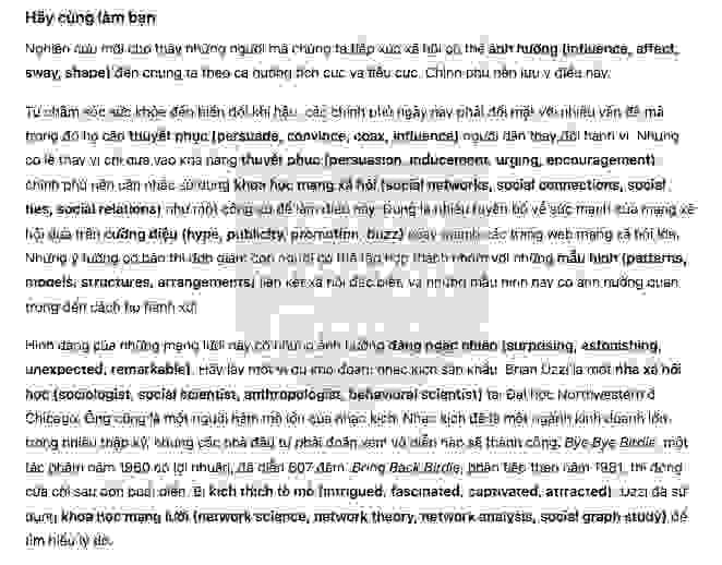 🔥Let's all be friends Answers with location - Đề luyện IELTS READING- Làm bài online format computer-based, kèm đáp án, dịch & giải thích từ vựng - cấu trúc ngữ pháp khó