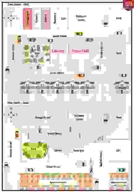 The maps below show a town centre in 1990 and the same town centre today. 
