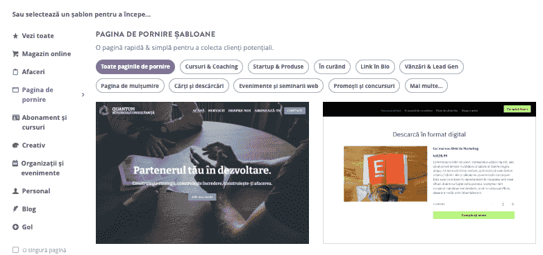 Cum poate Strikingly să ajute la creșterea implicării în ghidurile Instagram - Creează o pagină de aterizare