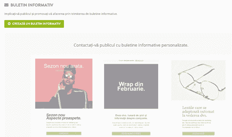 Funcția de buletin informativ Strikingly