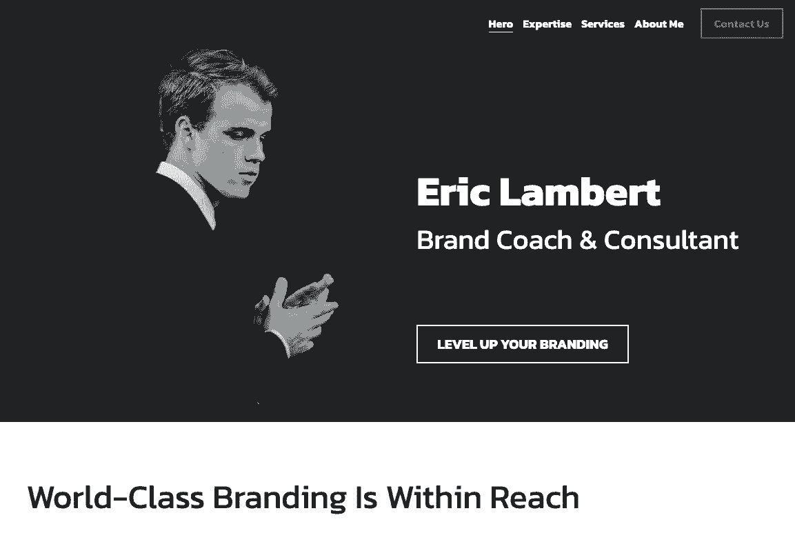Brand Coach Management Consulting Template from Strikingly