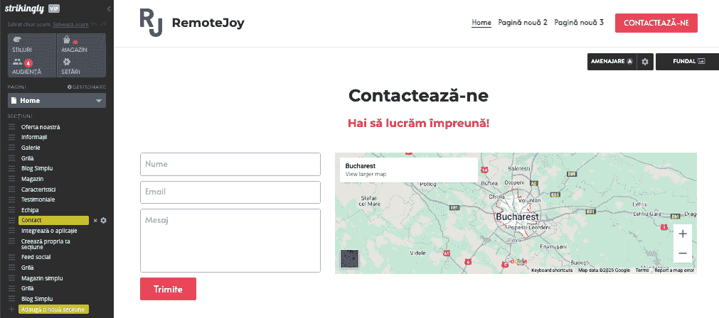 Marketing personalizat cu Strikingly - formulare personalizate