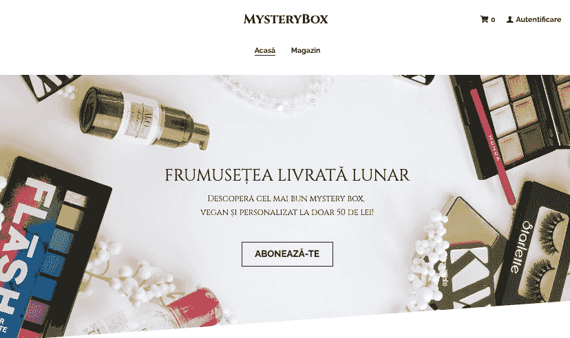 Șablon pentru magazin online Mystery Box cu Strikingly