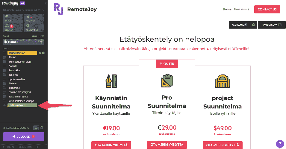 Kuinka lisäät tehtävänkuvauksen yritykselle silmiinpistävästi - Valitse osio