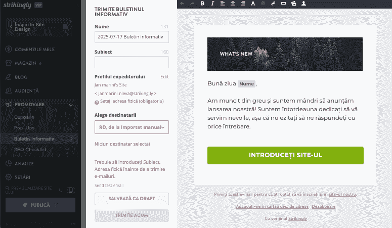 Cum să folosești Strikingly pentru a vinde produse profitabile - Configurați marketingul prin e-mail