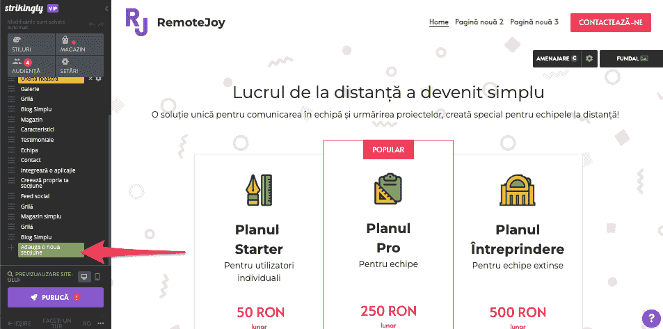 Cum să faci o infografică pentru marketing digital - Utilizarea uimitoare pentru crearea infografică - Adăugați o nouă secțiune