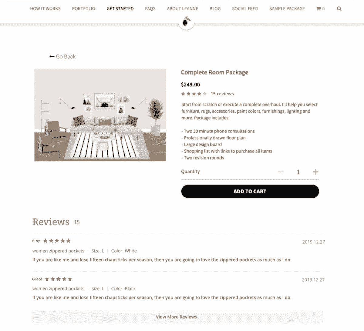 Imagine de pe site-ul unui utilizator Strikingly - Pretty Olive Interiors 