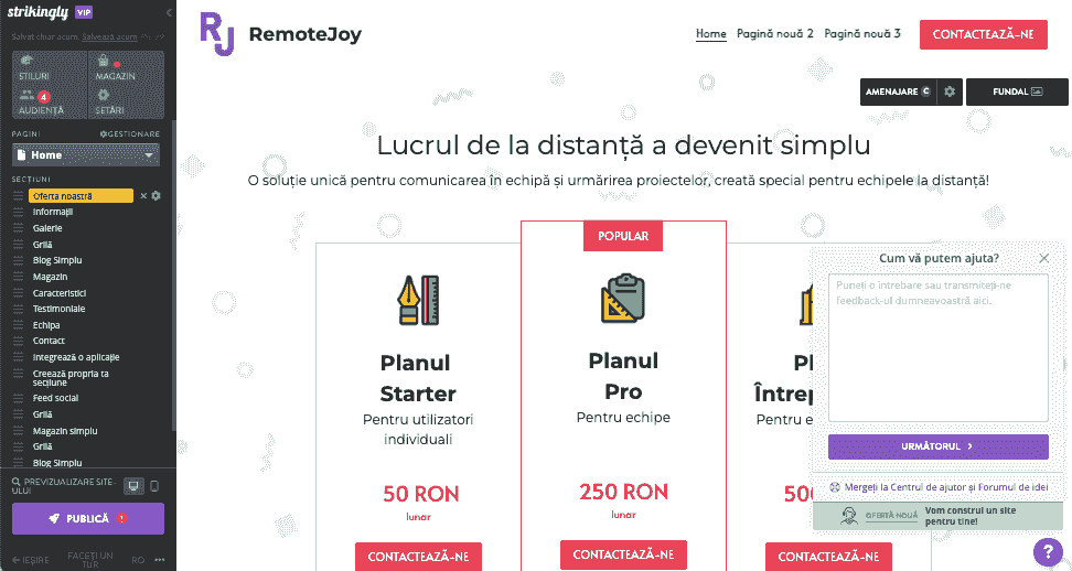 Cum pot brandurile să folosească Strikingly pentru a crește scorul de satisfacție al clienților - crearea unui site web prietenos și estetic plăcut - chat live și formulare de contact
