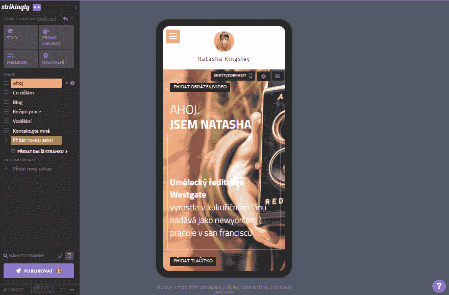 osobní webové stránky - Využití Strikingly - Optimalizace pro mobilní výkon