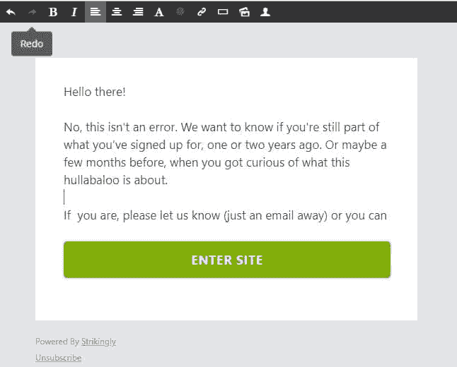 Funcția de Email Marketing de la Strikingly