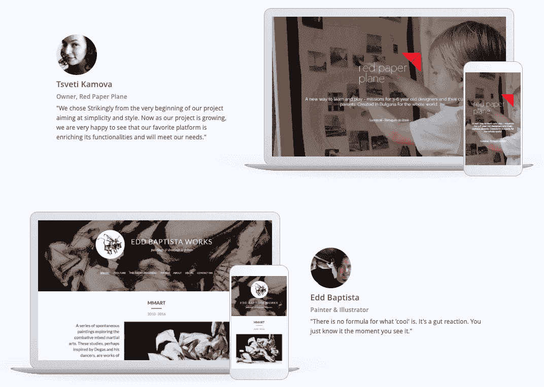 Prezentare: site-uri Strikingly