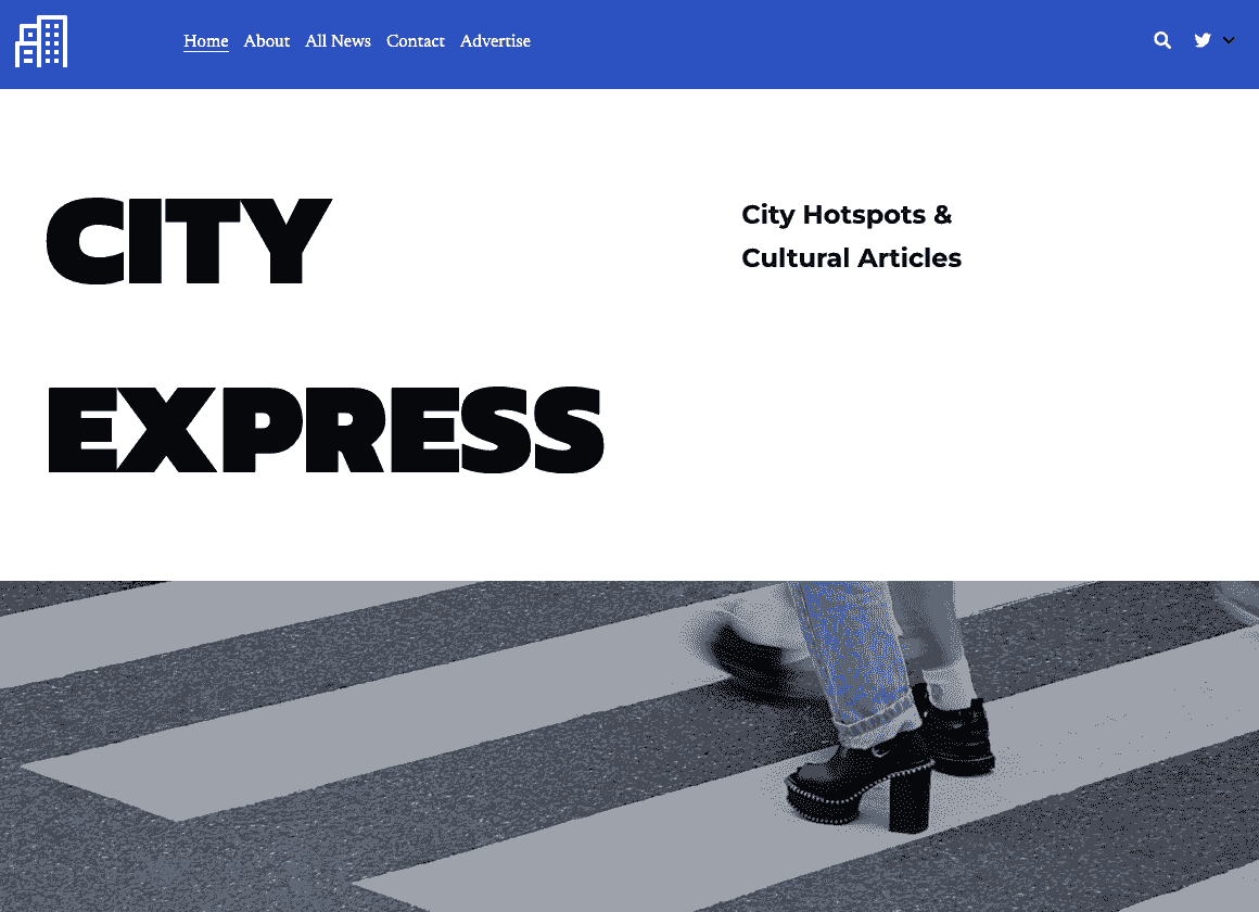 Szablon magazynu internetowego CityExpress od Strikingly