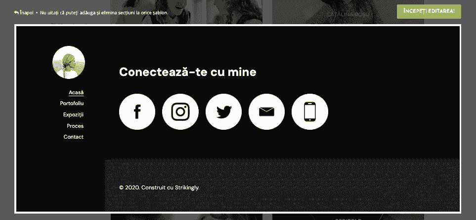 Strikingly pentru un design de blog eficient și captivant - Activează partajarea pe rețelele sociale