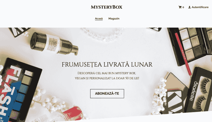 Șablonul de retail online Mystery Box de la Strikingly