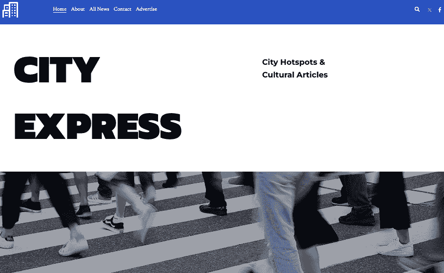 CityExpress șablon de revistă online de la Strikingly