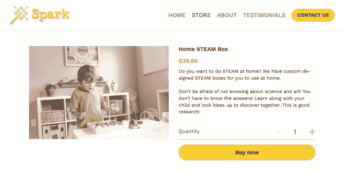 Szablon sklepu online Spark od Strikingly