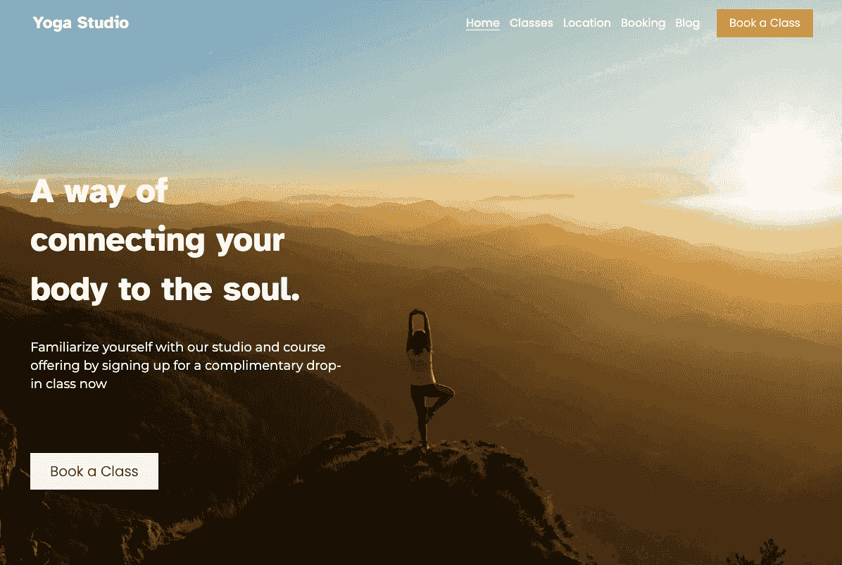 Szablon Yoga od Strikingly