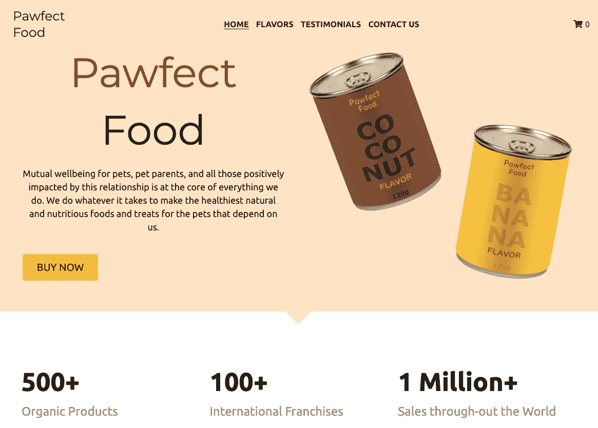 Pawfect Food Szablon Sklepu Internetowego od Strikingly