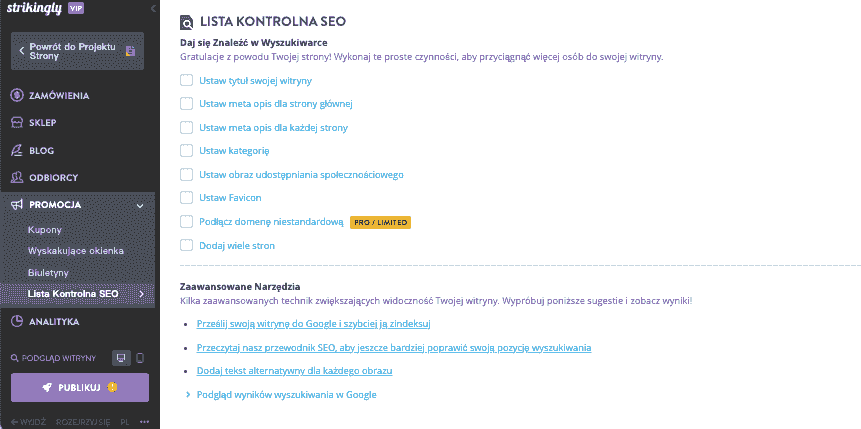 Jak Strikingly może pomóc w reklamie fitness - optymalizacja SEO