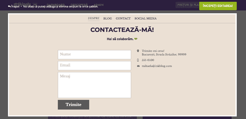 Cum poate Strikingly să ajute cu publicitatea pentru fitness - formulare de contact și cereri
