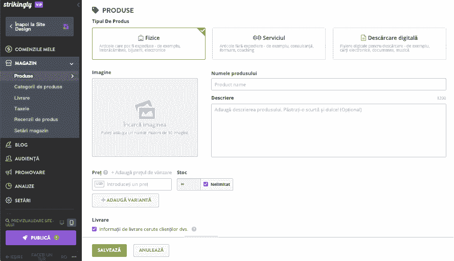 Cum poate Strikingly să ajute cu afișarea produselor - managementul inventarului