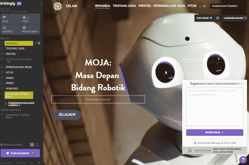 ide situs web kreatif - Fitur Obrolan Langsung Strikingly