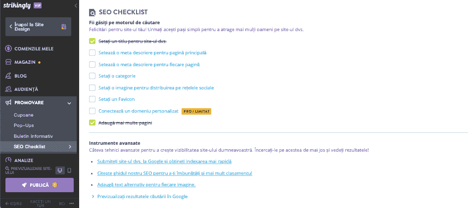 Cum să folosești Strikingly pentru produsele tale de marcă proprie - Optimizare SEO