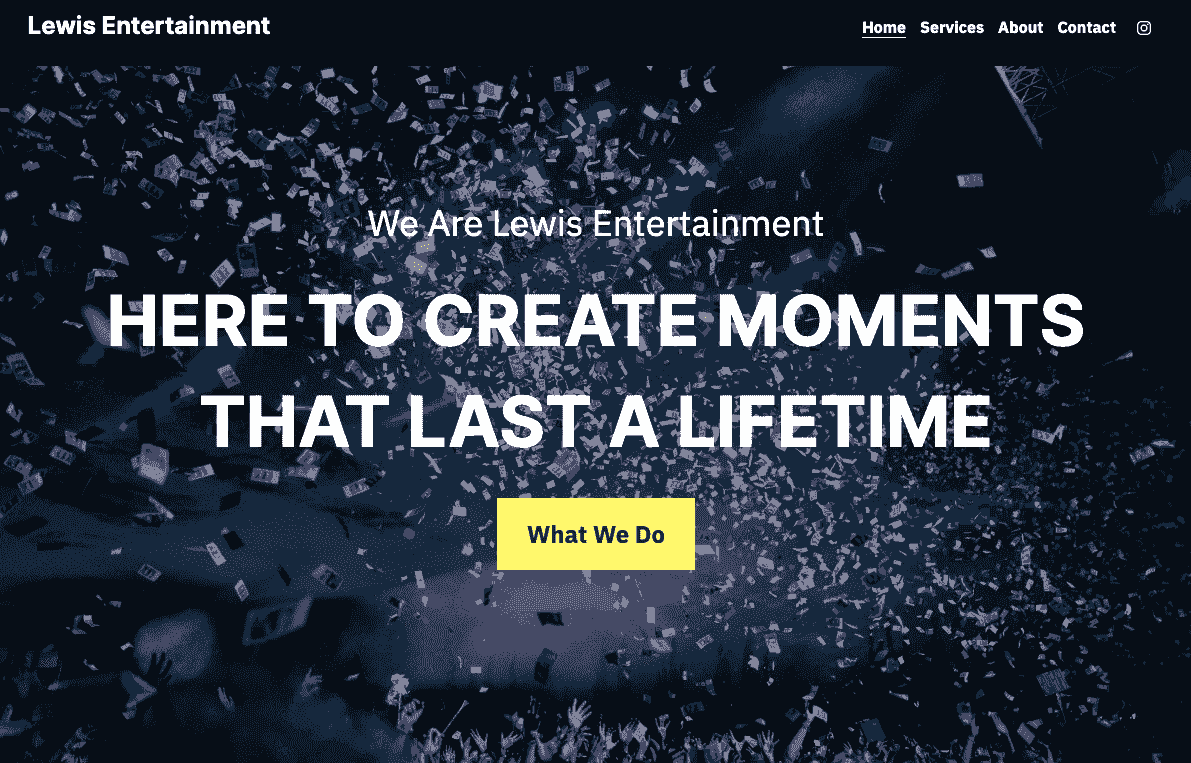 Szablon Lewis Entertainment z Strikingly