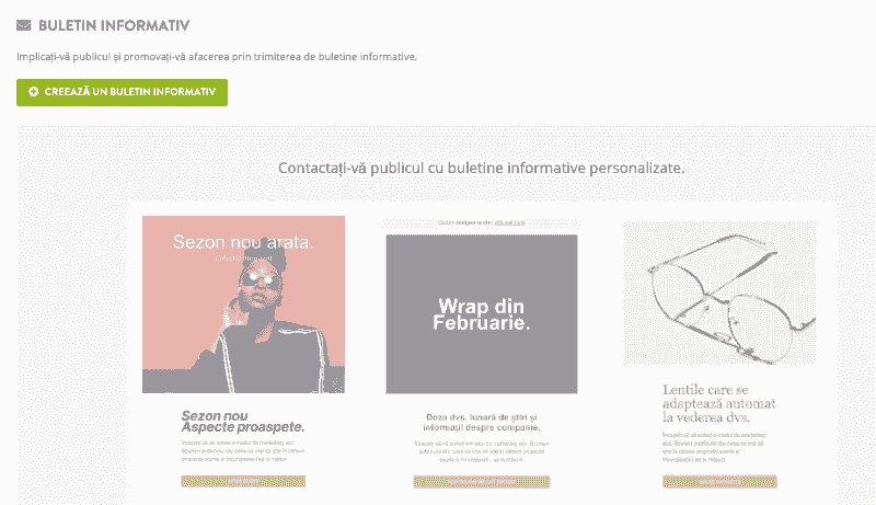 Funcția de buletin informativ Strikingly