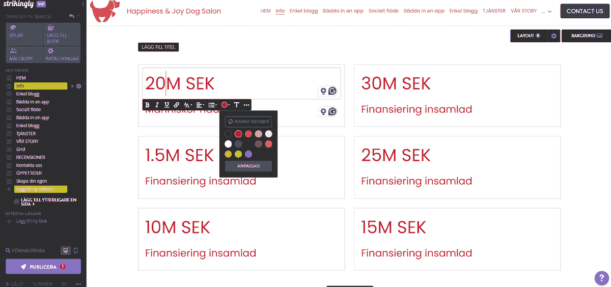 Använda Strikingly för att skapa infografik