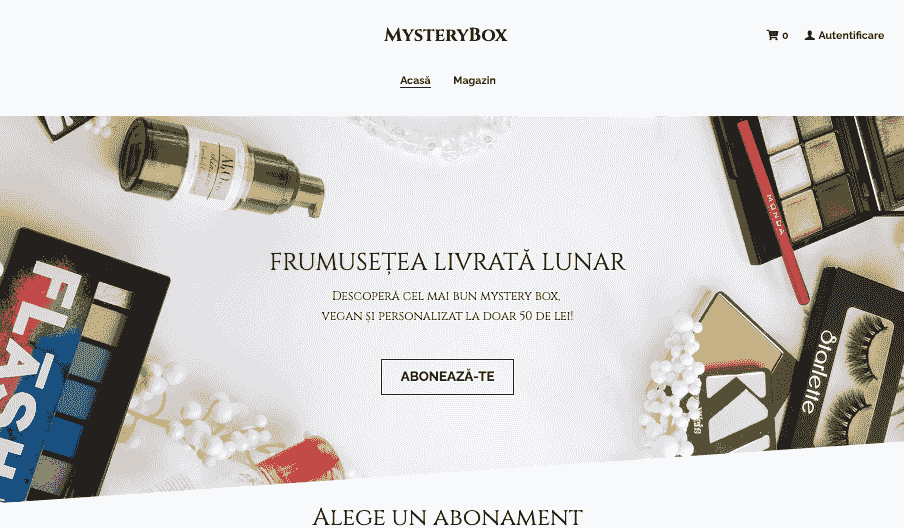 Șablonul MysteryBox Virtual Store de la Strikingly