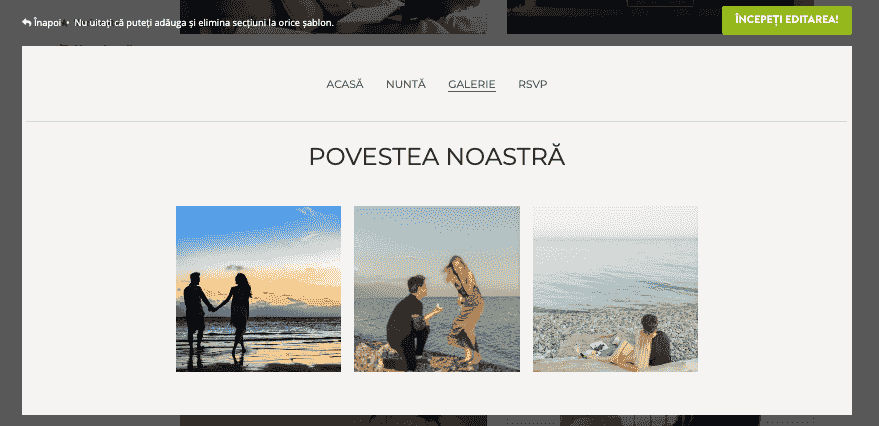 Îmbunătățirea frumuseții fotografiei nunții tale cu Strikingly - Galerie foto