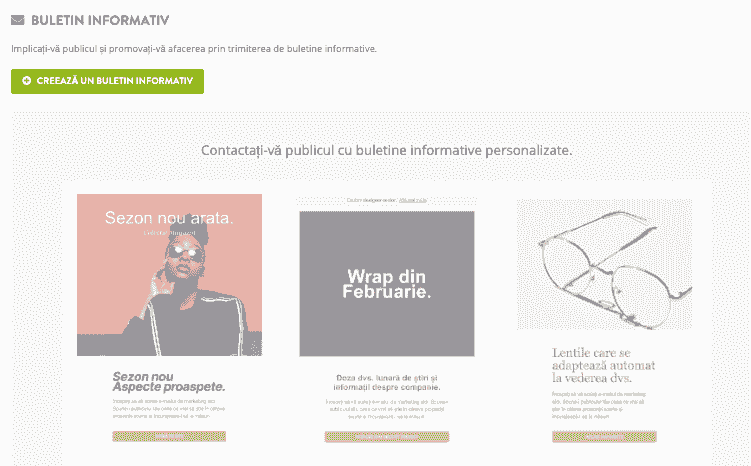 Funcția de newsletter Strikingly